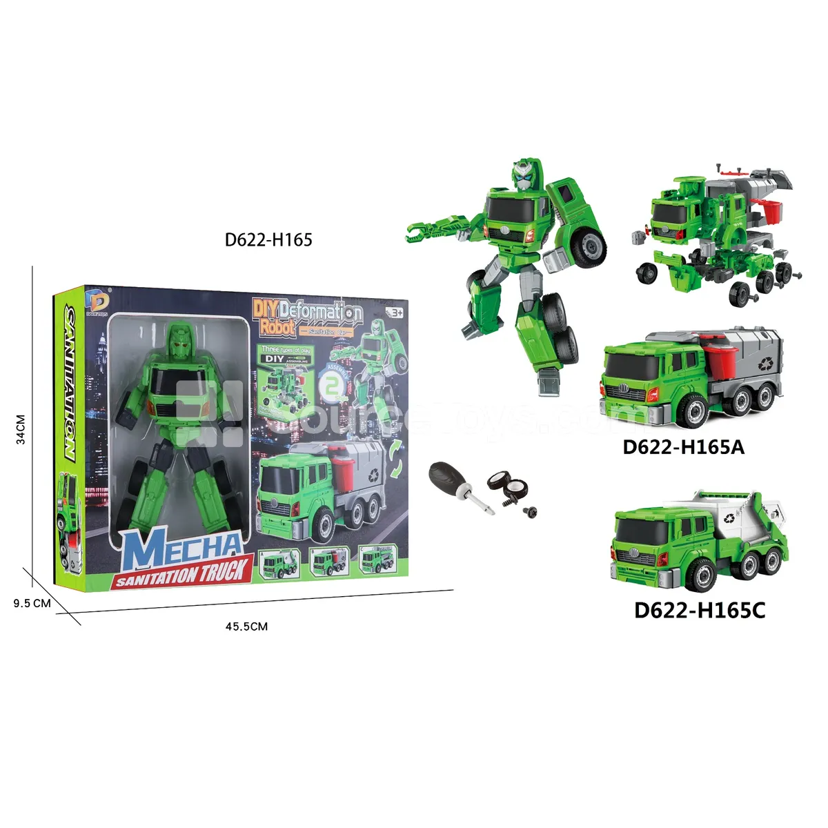 DIY Assembly Transforming Sanitation Vehicle Model Kit (D622-H165AC)