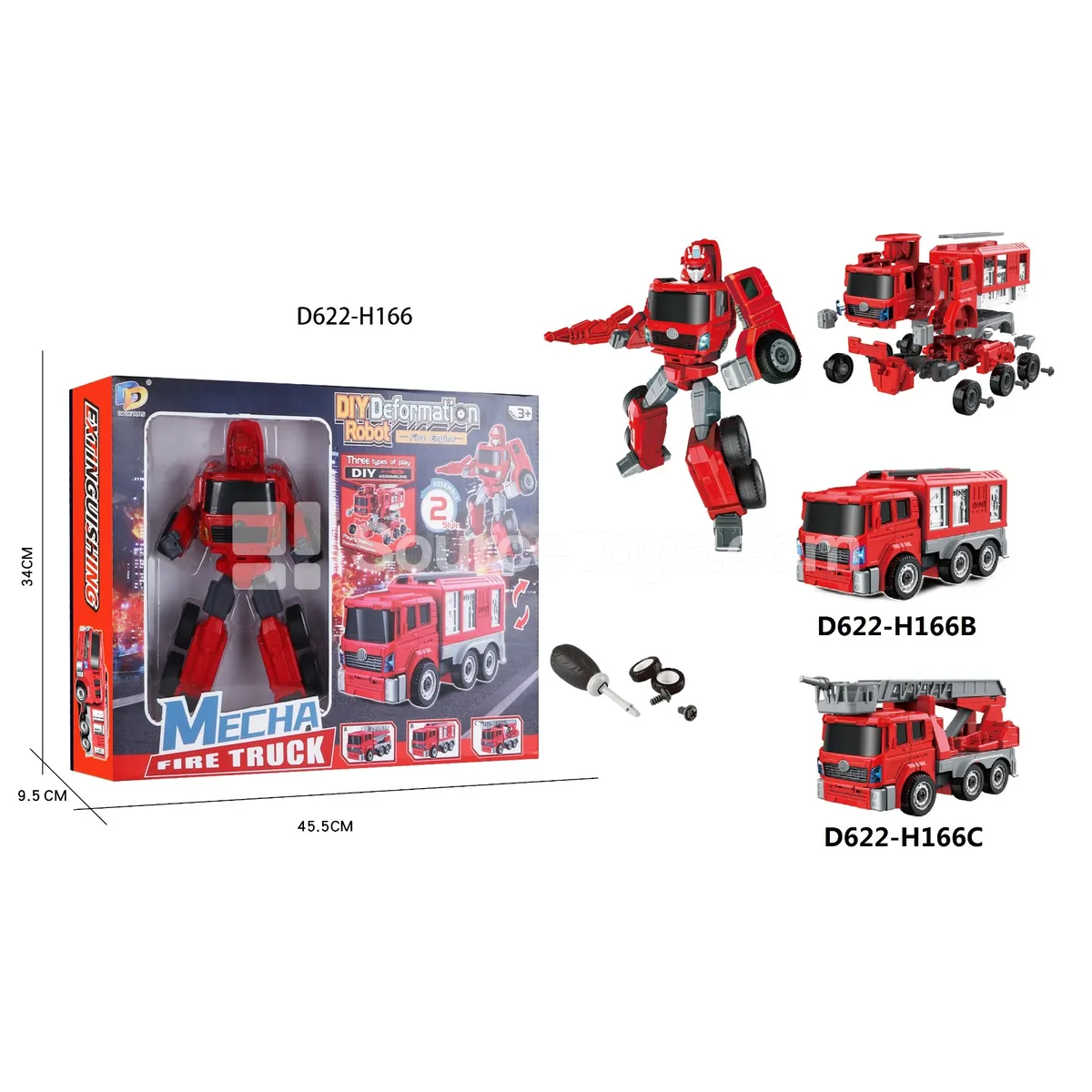 DIY Assembly Transforming Fire Truck Model Kit (D622-H166BC)