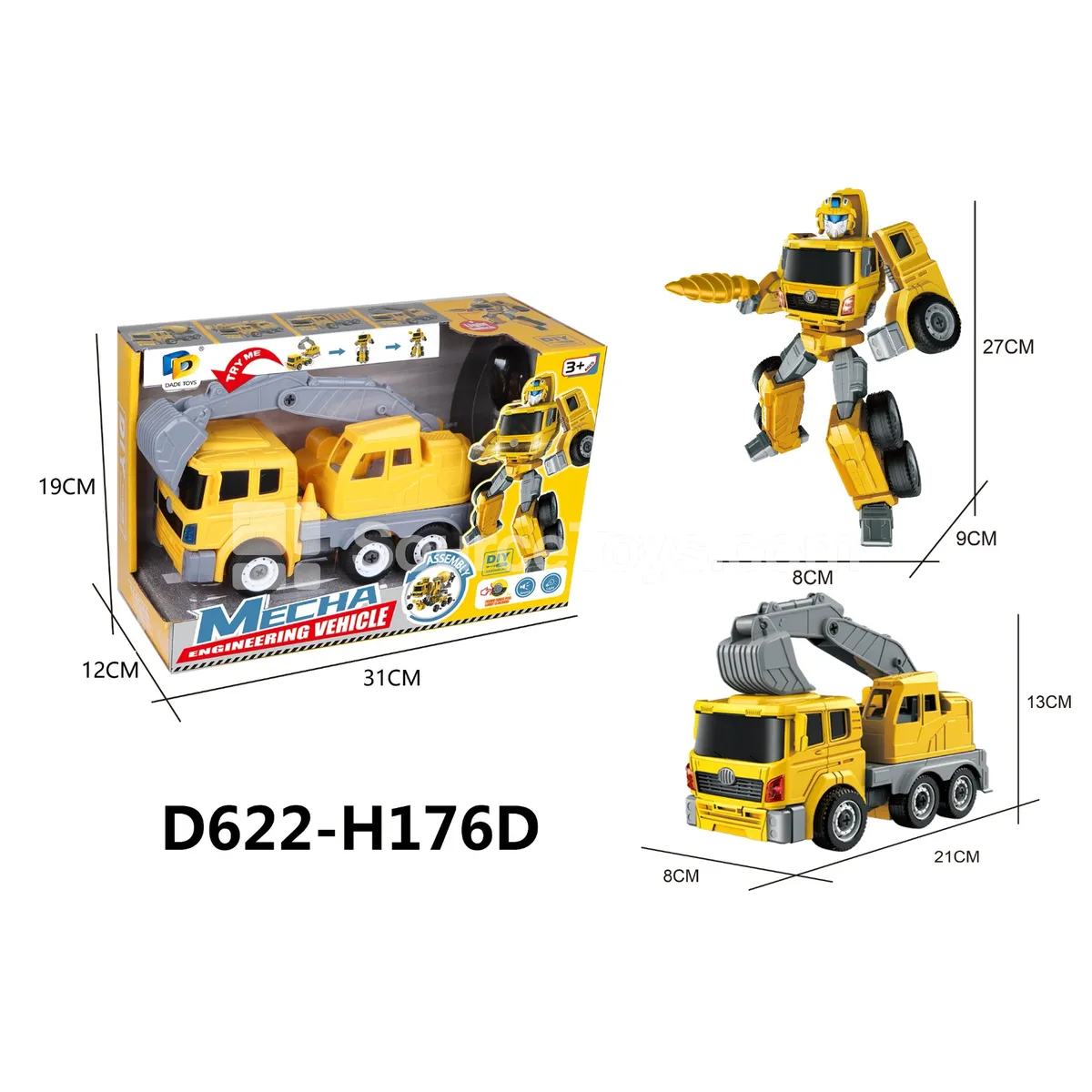 DIY Assembly Transforming Construction Vehicle Model Kit (D622-H176D) DIY Assembly Transforming Construction Vehicle Model Kit (D622-H176D)