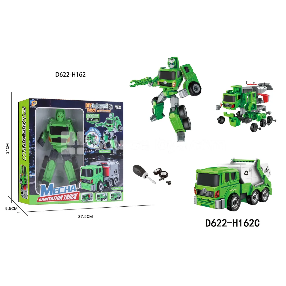 DIY Assembly Transforming Sanitation Vehicle Model Kit (D622-H162C)