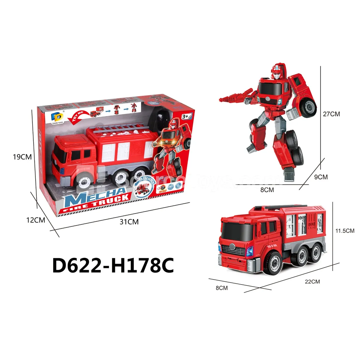 DIY Assembly Transforming Fire Truck Model Kit (D622-H178C) DIY Assembly Transforming Fire Truck Model Kit (D622-H178C)
