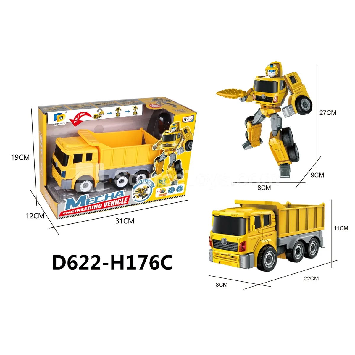 DIY Assembly Transforming Construction Vehicle Model Kit (D622-H176C) DIY Assembly Transforming Construction Vehicle Model Kit (D622-H176C)