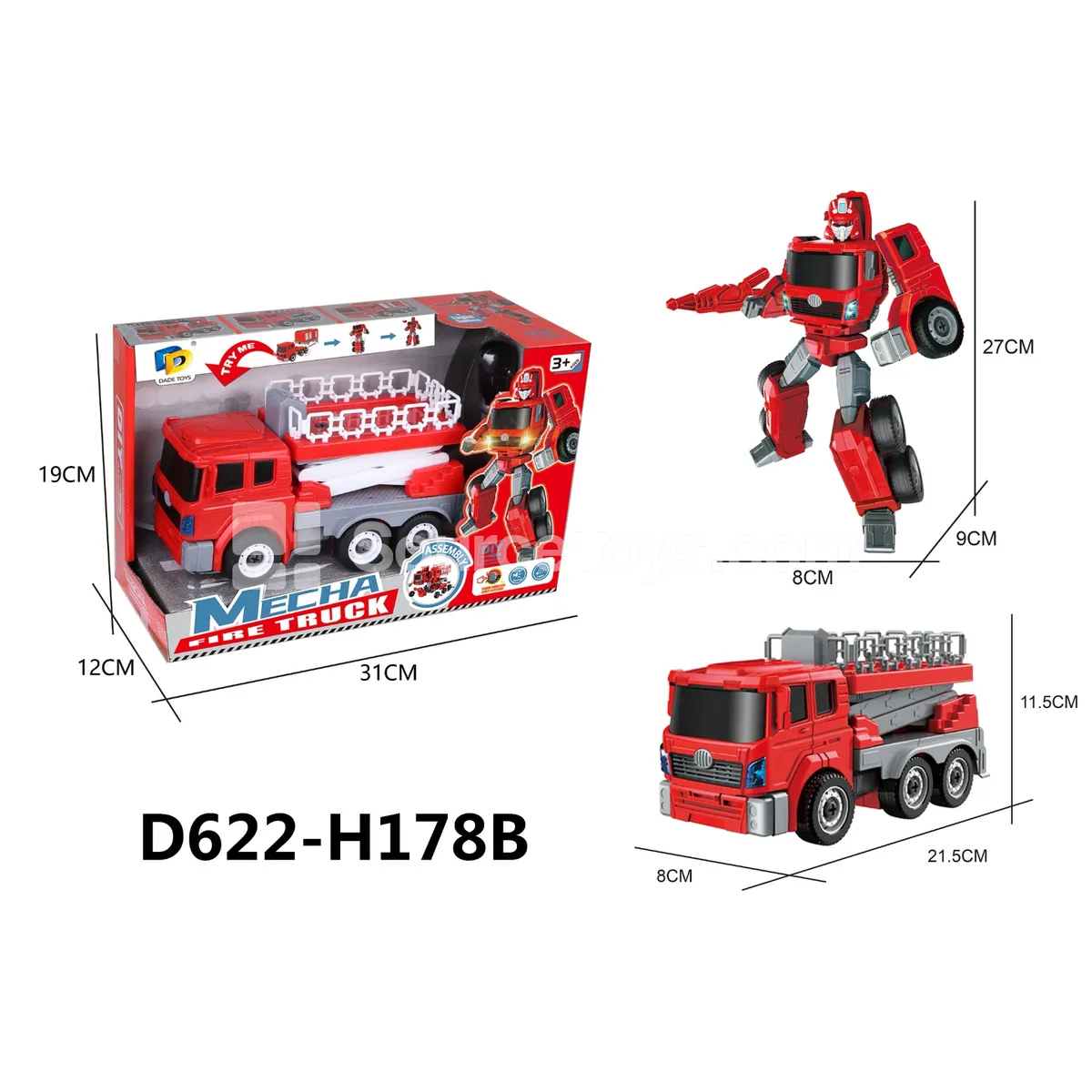 DIY Assembly Transforming Fire Truck Model Kit (D622-H178B)