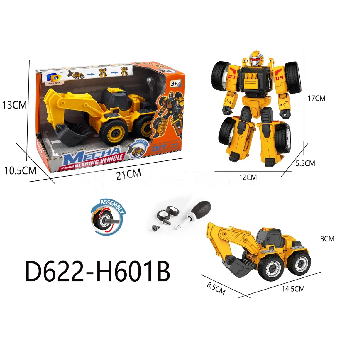 DIY Assembly Transforming Construction Vehicle Model Kit (D622-H601B)