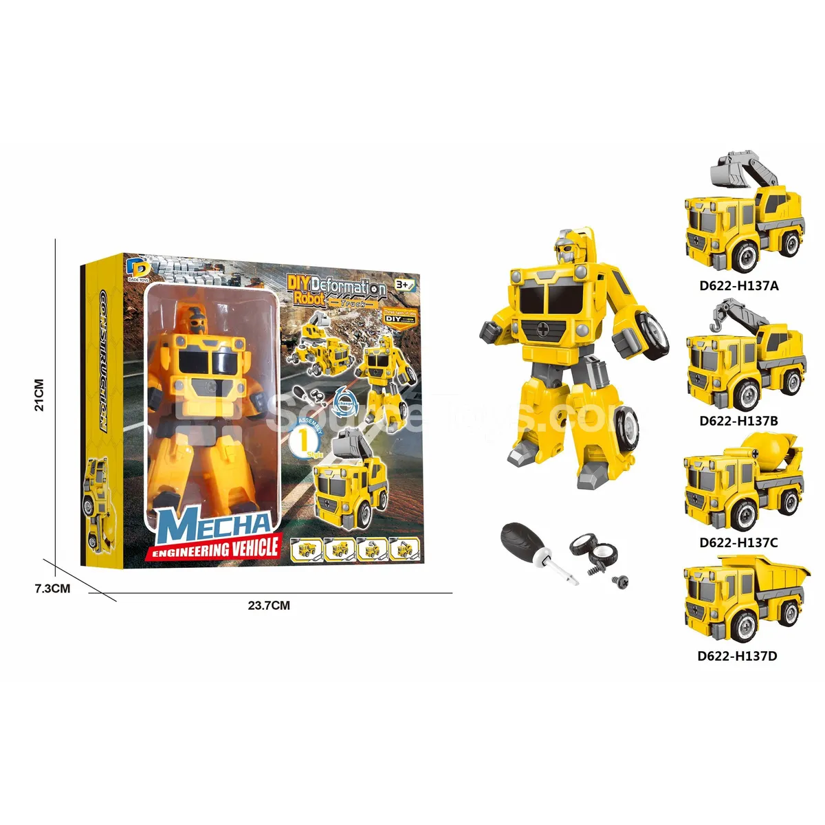 DIY Assembly Transforming Construction Vehicle Model Kit (D622-H137ABCD)