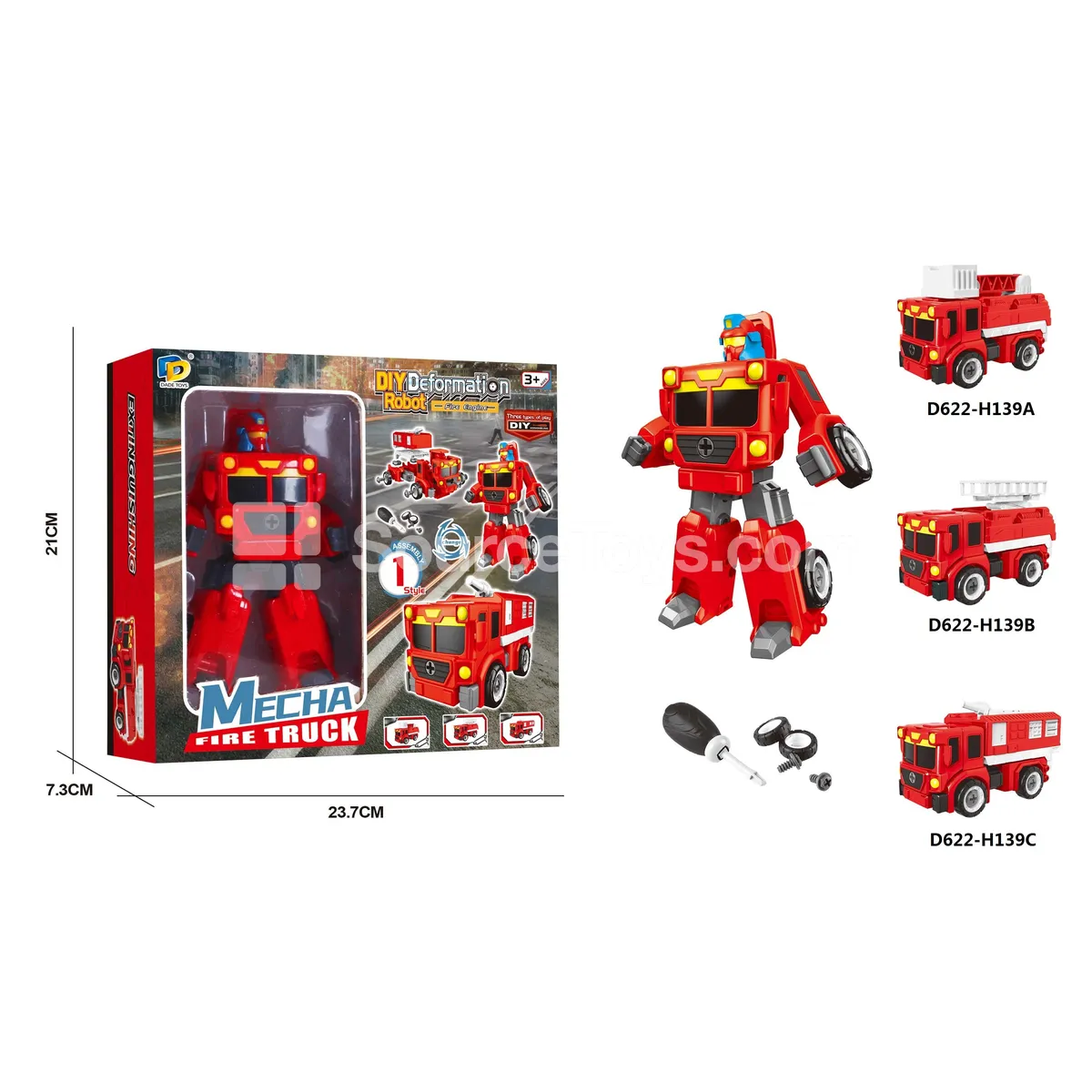 DIY Assembly Transforming Fire Truck Model Kit (D622-H139ABC)
