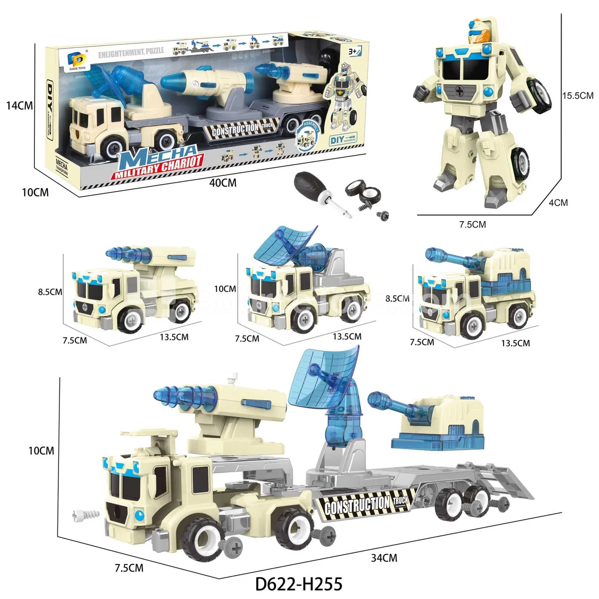 DIY Assembly Transforming Military Vehicle Model Kit (D622-H255)