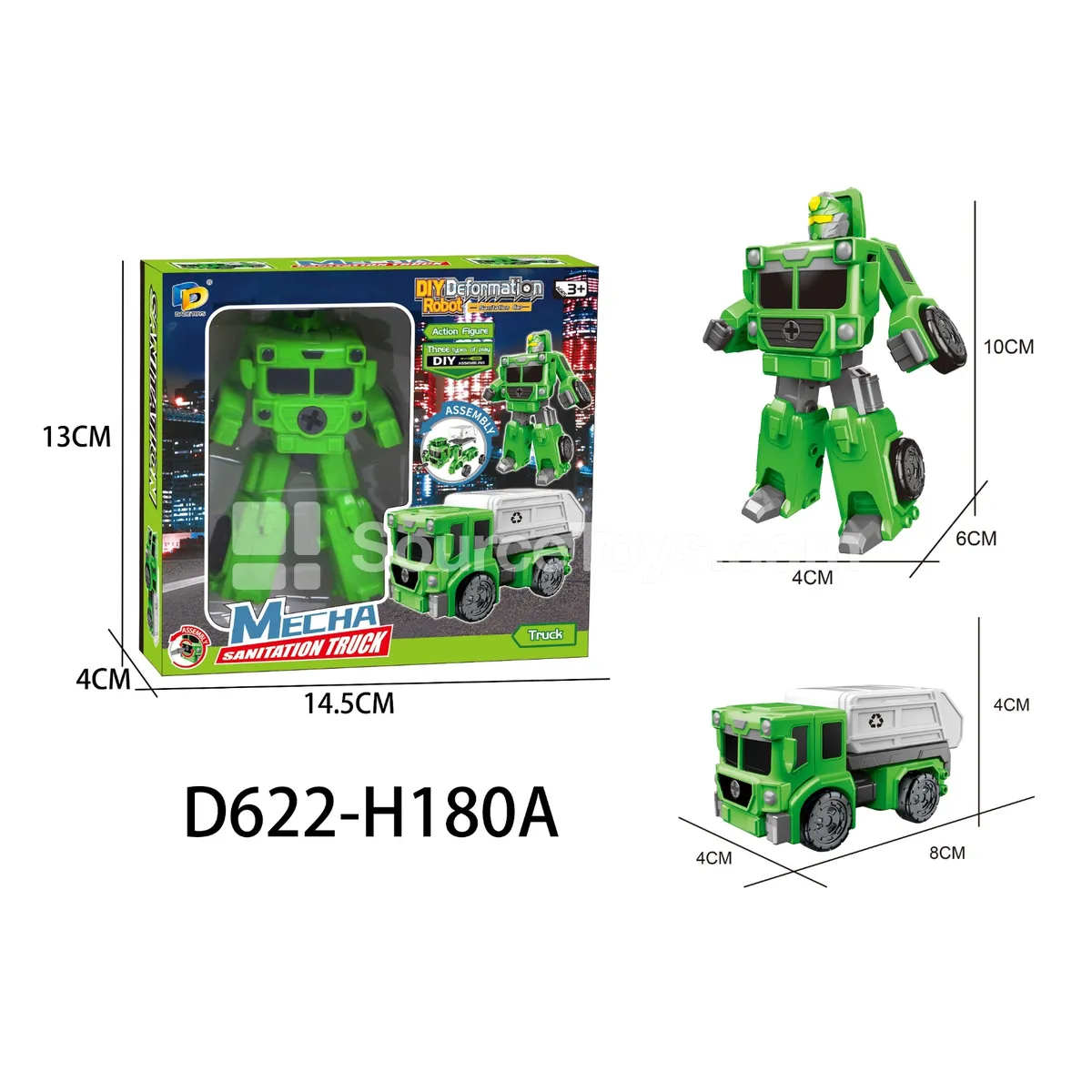 DIY Assembly Transforming Sanitation Vehicle Model Kit (D622-H180A)