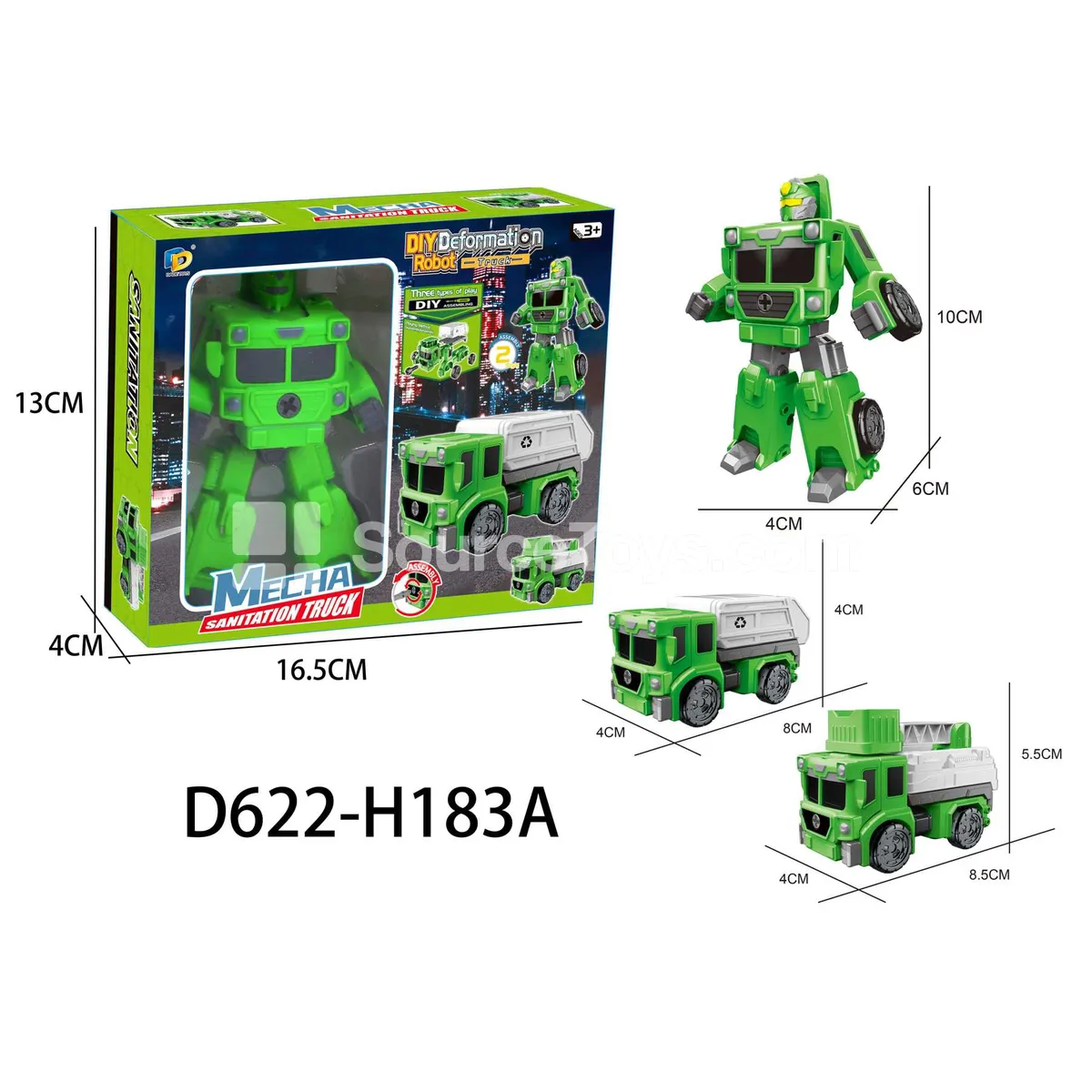 DIY Assembly Transforming Sanitation Vehicle Model Kit (D622-H183A) DIY Assembly Transforming Sanitation Vehicle Model Kit (D622-H183A)