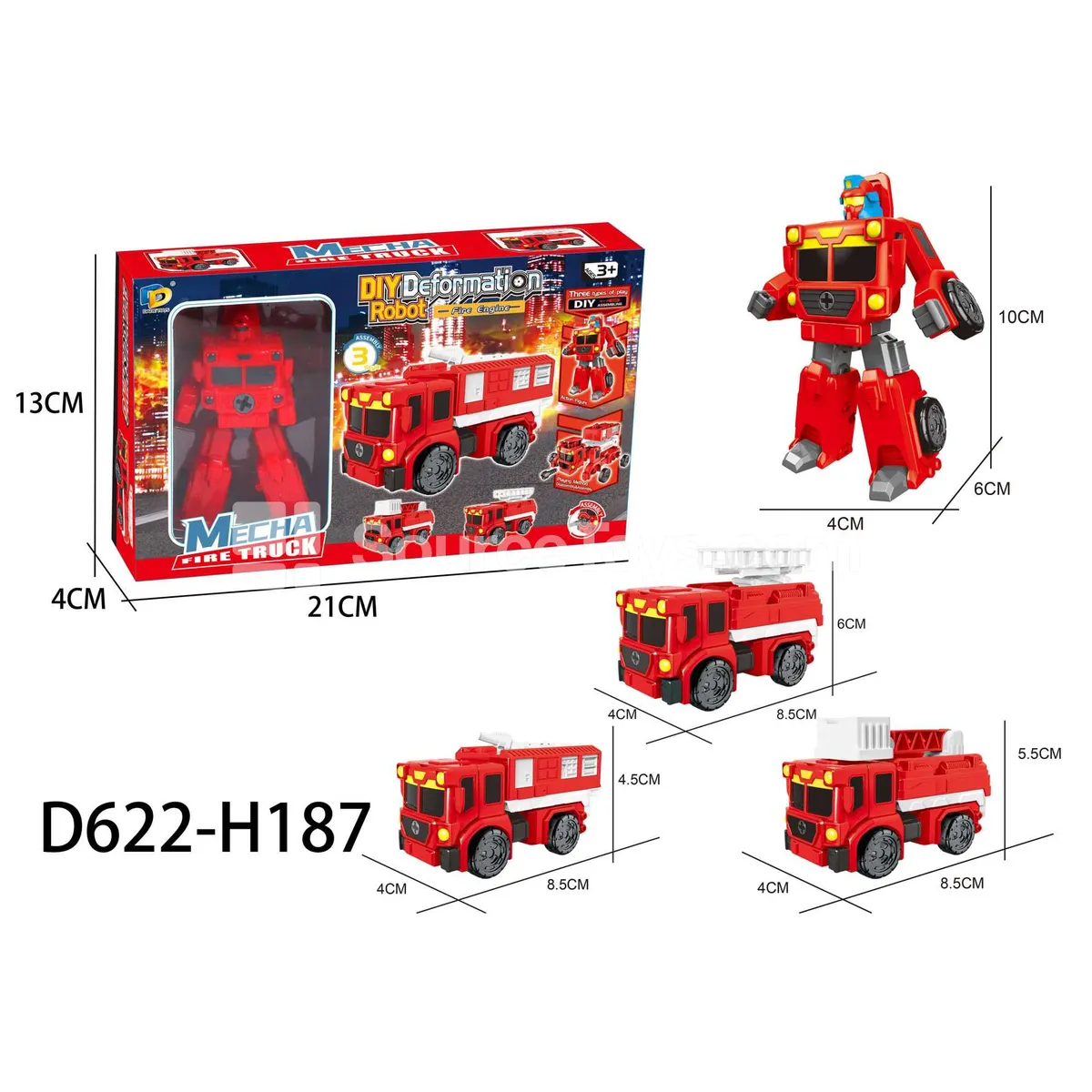 DIY Assembly Transforming Fire Truck Model Kit (D622-H187)
