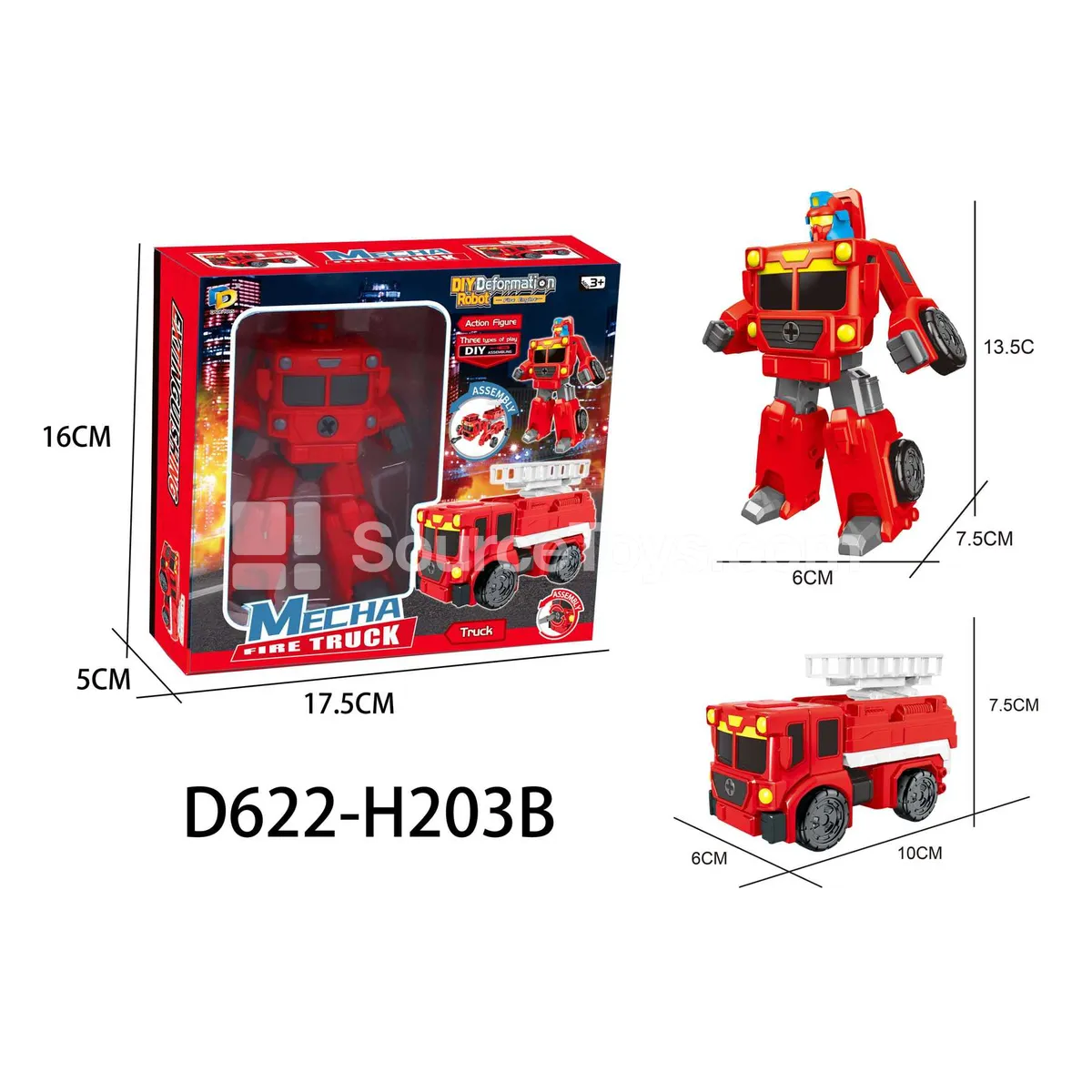 DIY Assembly Transforming Fire Truck Model Kit (D622-H203B)