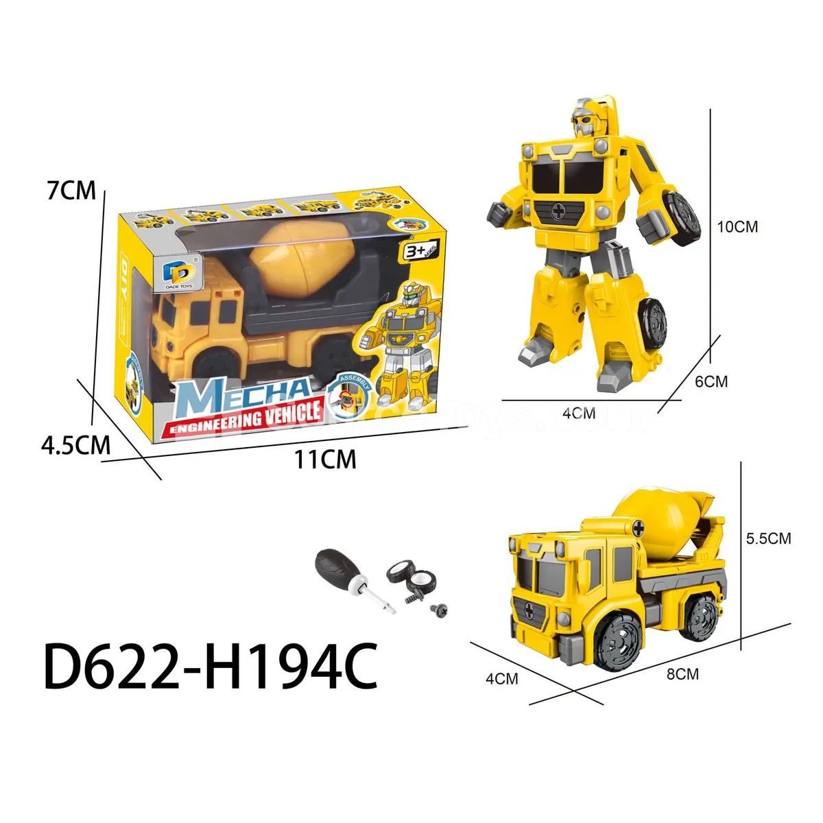 DIY Assembly Transforming Construction Vehicle Model Kit (D622-H194C)