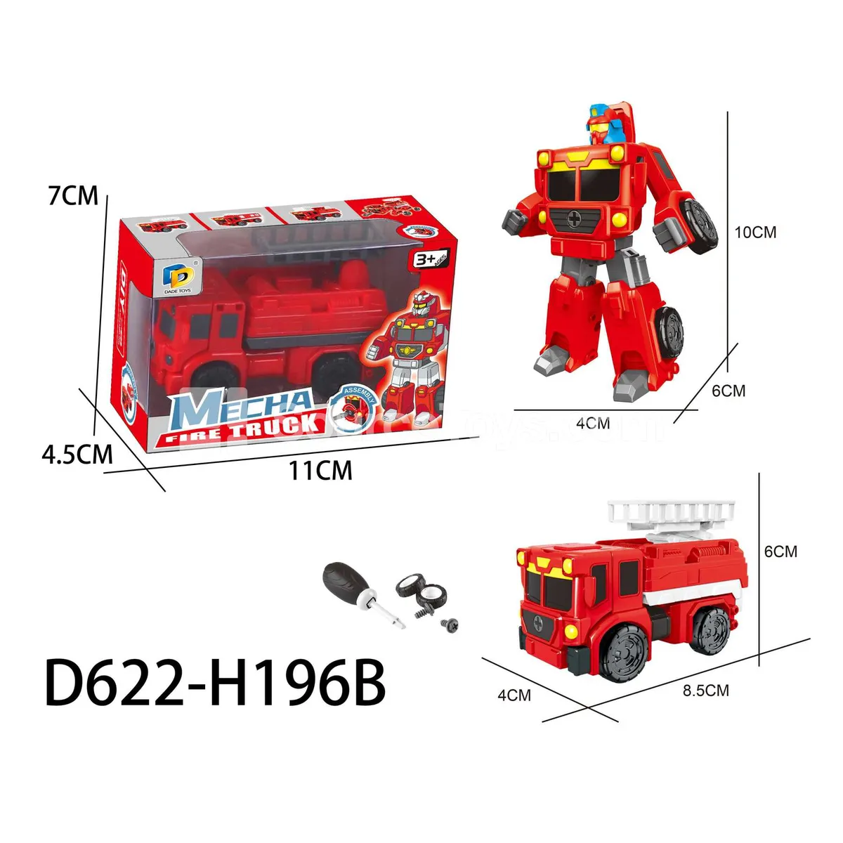 DIY Assembly Transforming Fire Truck Model Kit (D622-H196B)