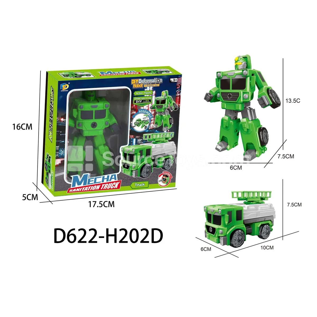 DIY Transforming Sanitation Vehicle Model Kit (D622-H202D)