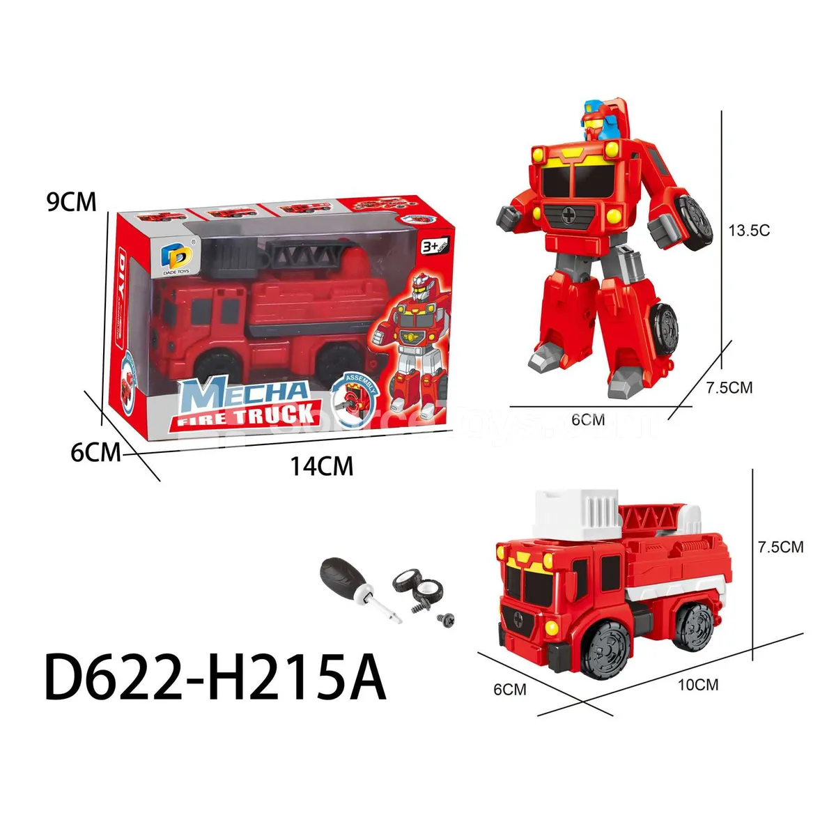 DIY Assembly Transforming Fire Truck Model Kit (D622-H215A)
