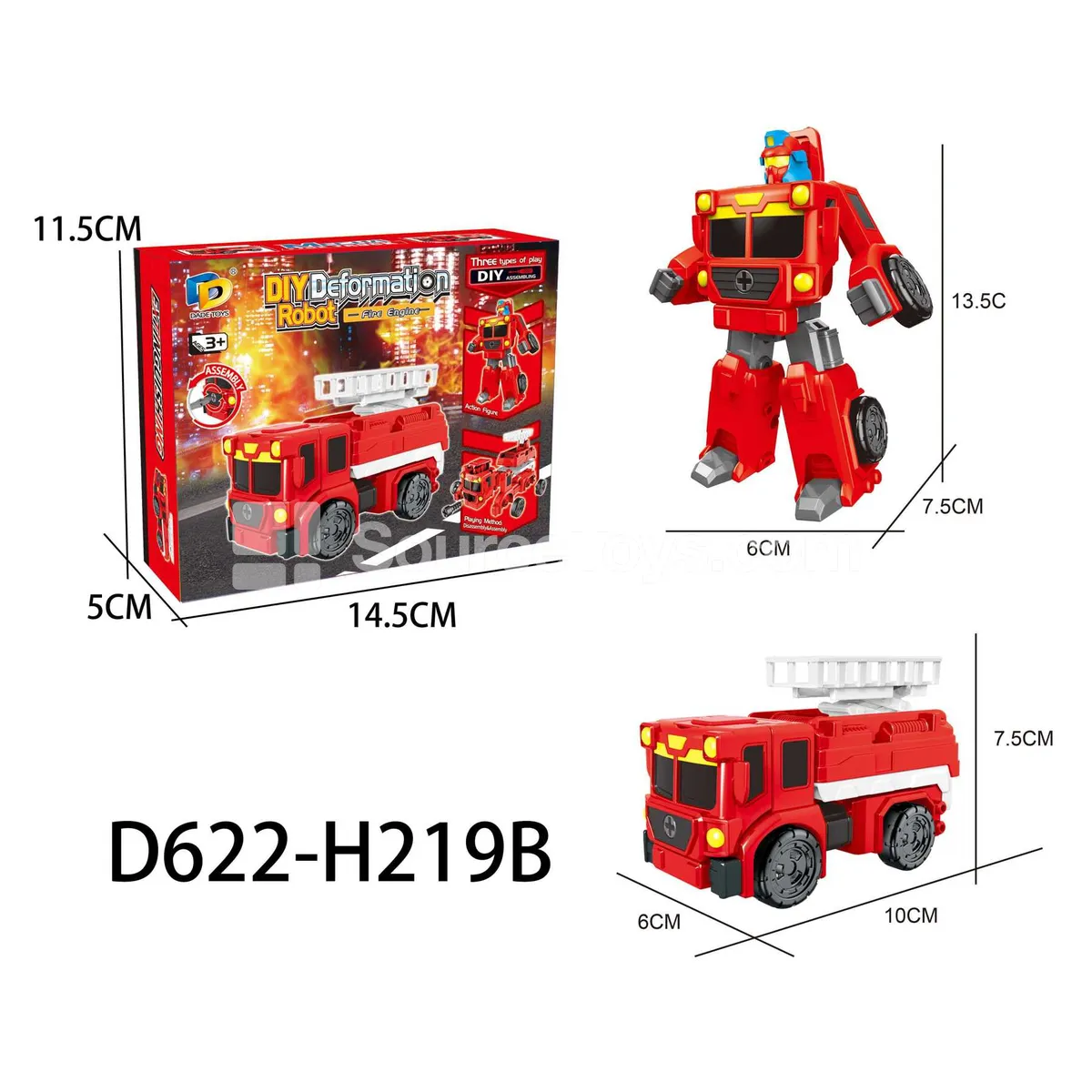 DIY Assembly Transforming Fire Truck Model Kit (D622-H219B) DIY Assembly Transforming Fire Truck Model Kit (D622-H219B)