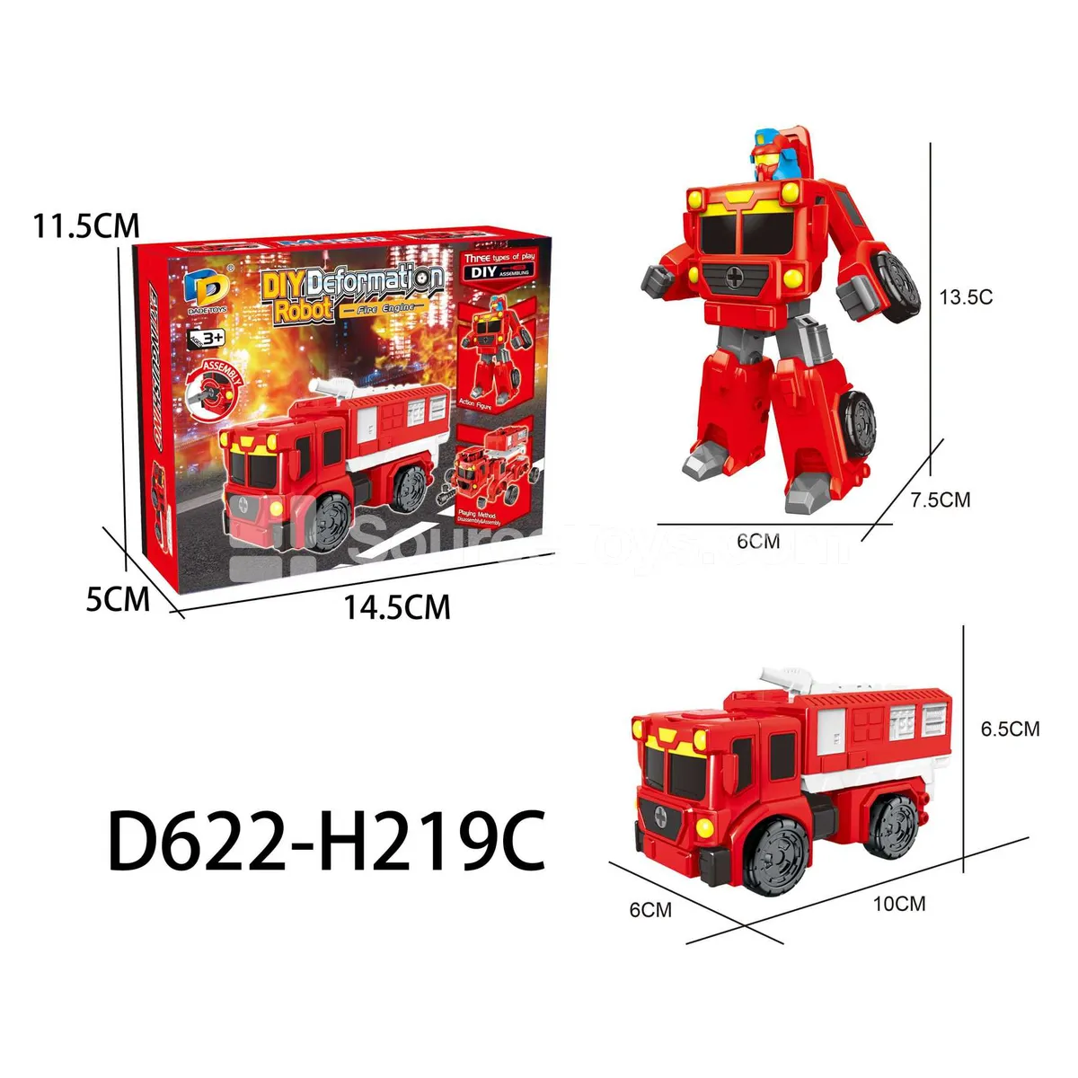 DIY Assembly Transforming Fire Truck Model Kit (D622-H219C)
