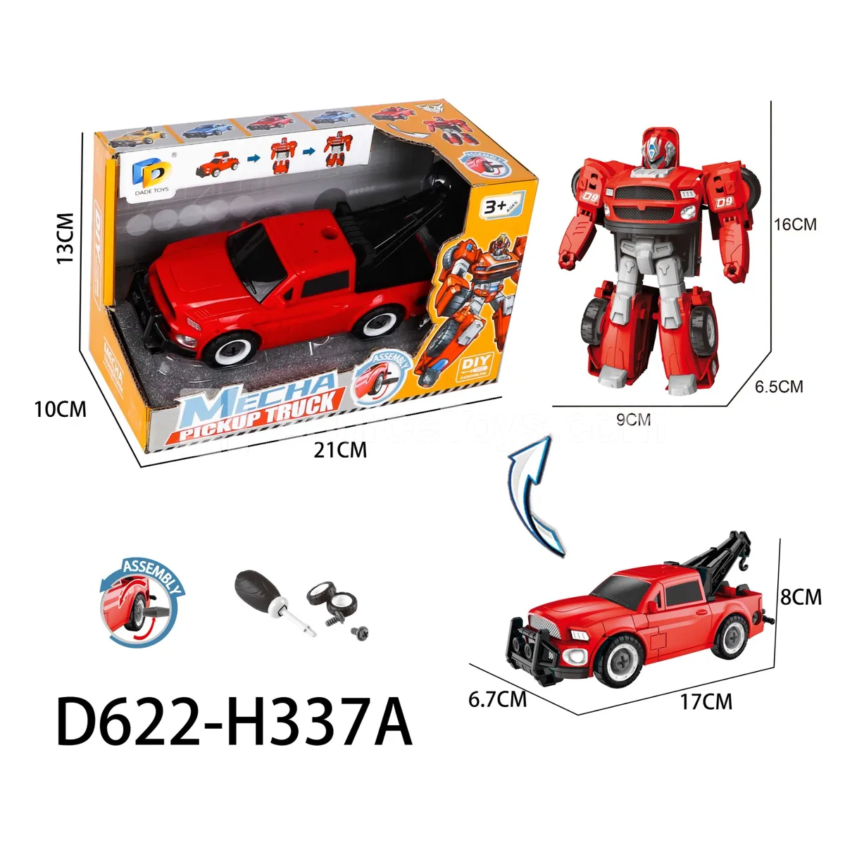 DIY Assembly Transforming Pickup Truck Model Kit (D622-H337A)