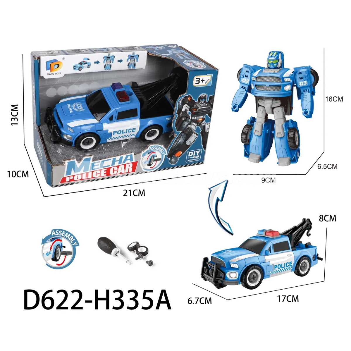 DIY Transforming Police Car Model Kit (D622-H335A)