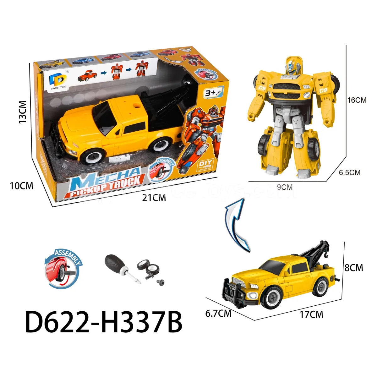 DIY Transforming Pickup Truck Model Kit (D622-H337B)