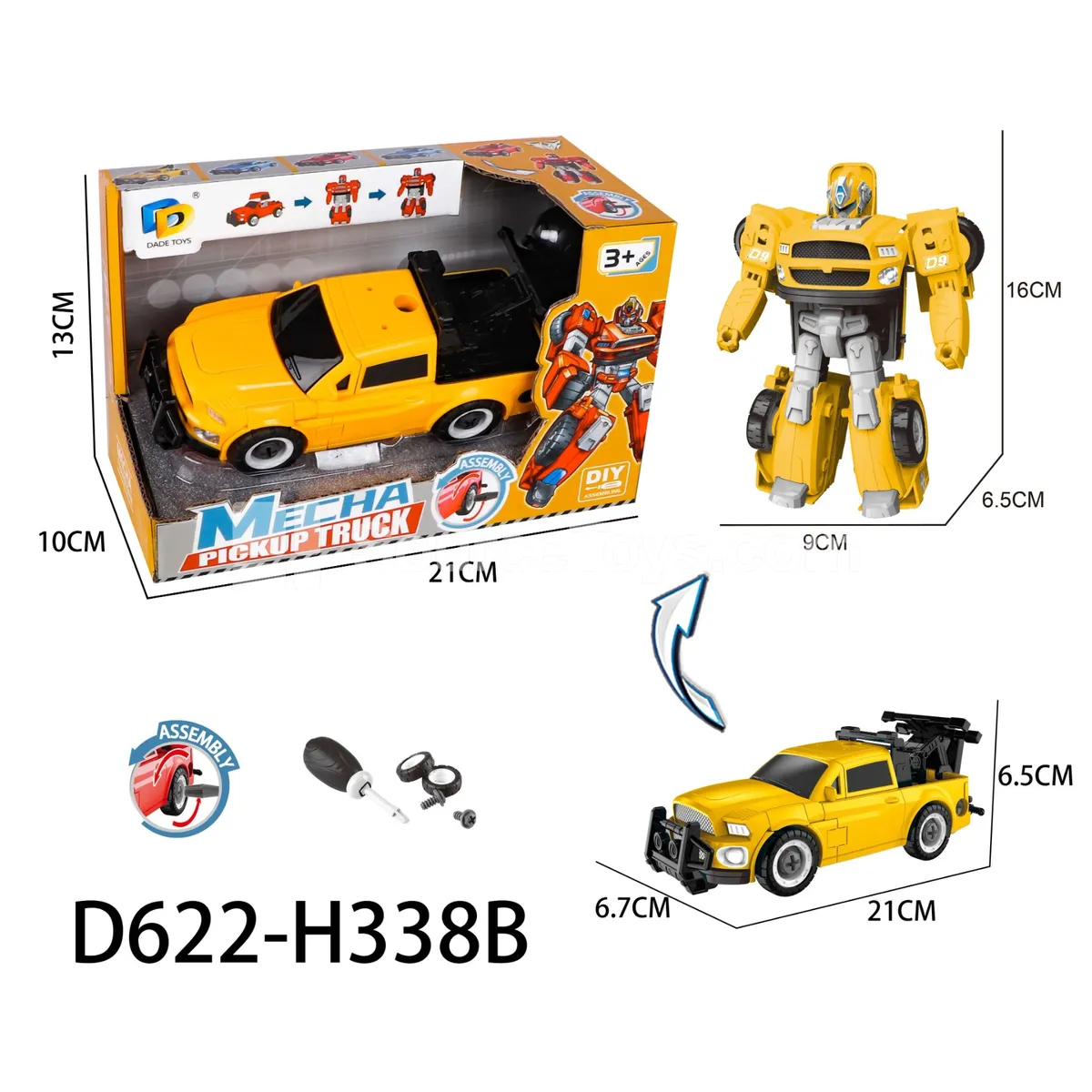 DIY Transforming Pickup Truck Model Kit (D622-H338B)