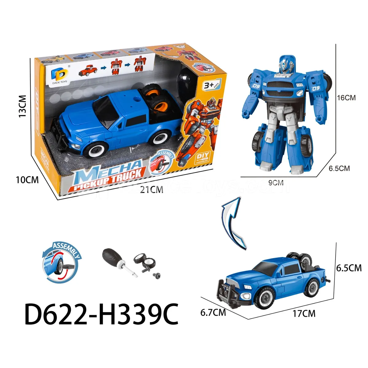 DIY Assembly Transforming Pickup Truck Model Kit (D622-H339C)