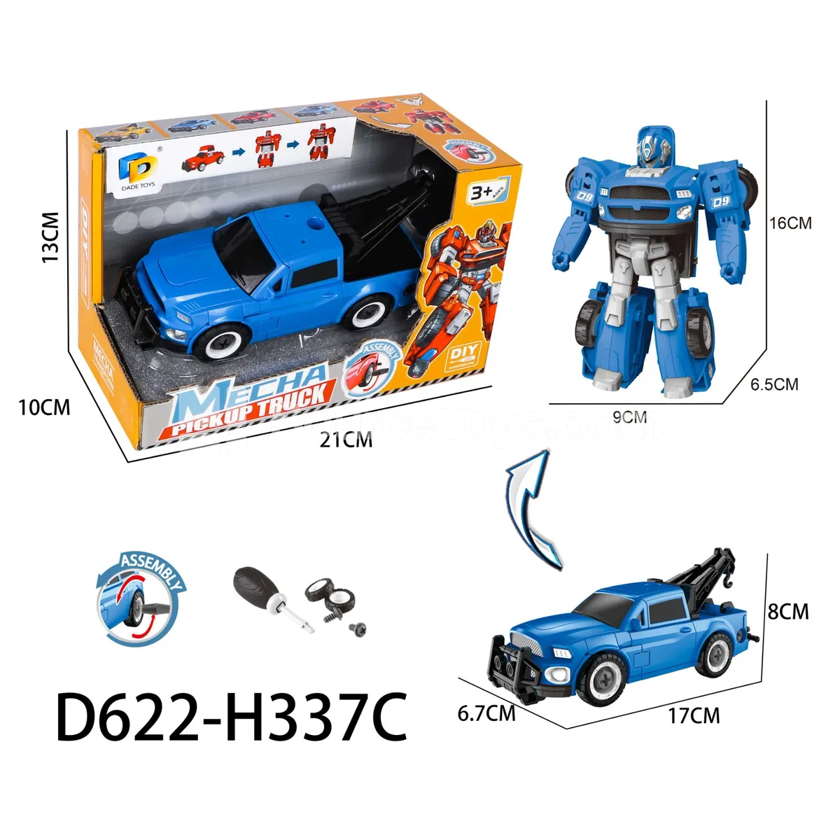 DIY Transforming Pickup Truck Model Kit (D622-H337C)