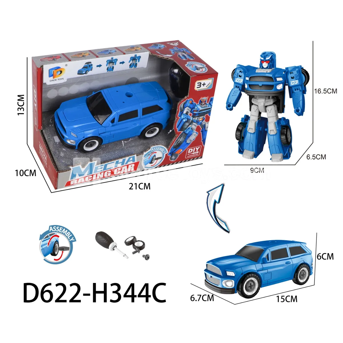 DIY Assembly Transforming Car Model Kit (D622-H344C)