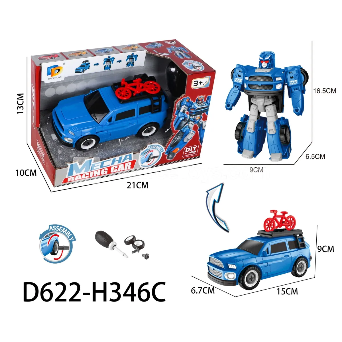 DIY Assembly Transforming Car Model Kit (D622-H346C)