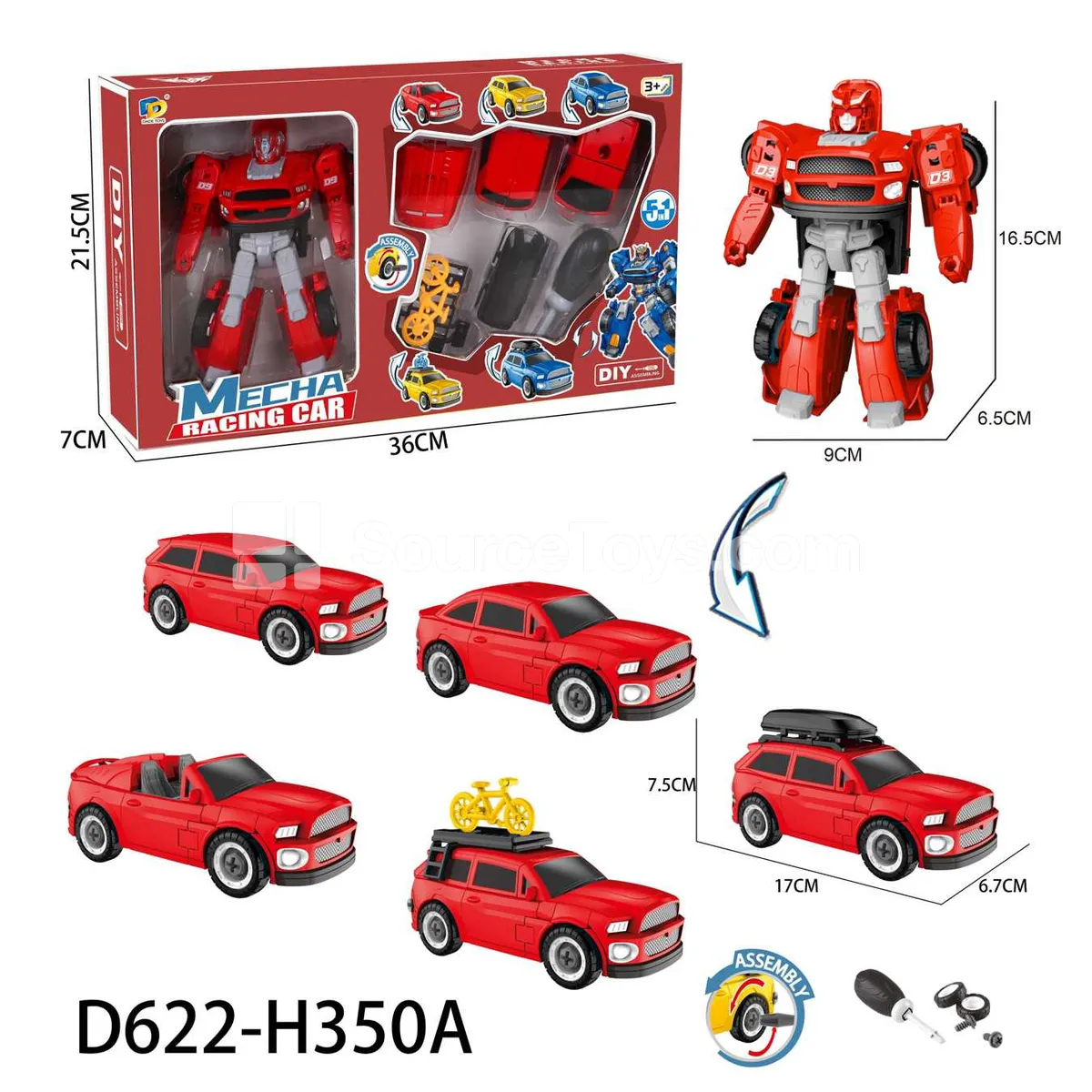 DIY Assembly Transforming Car Model Kit (D622-H350A)