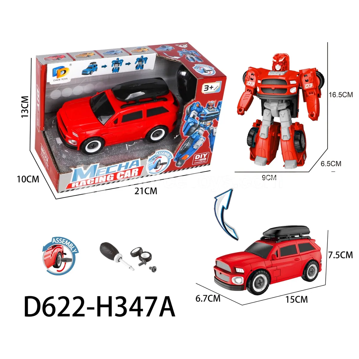 DIY Assembly Transforming Car Model Kit (D622-H347A)