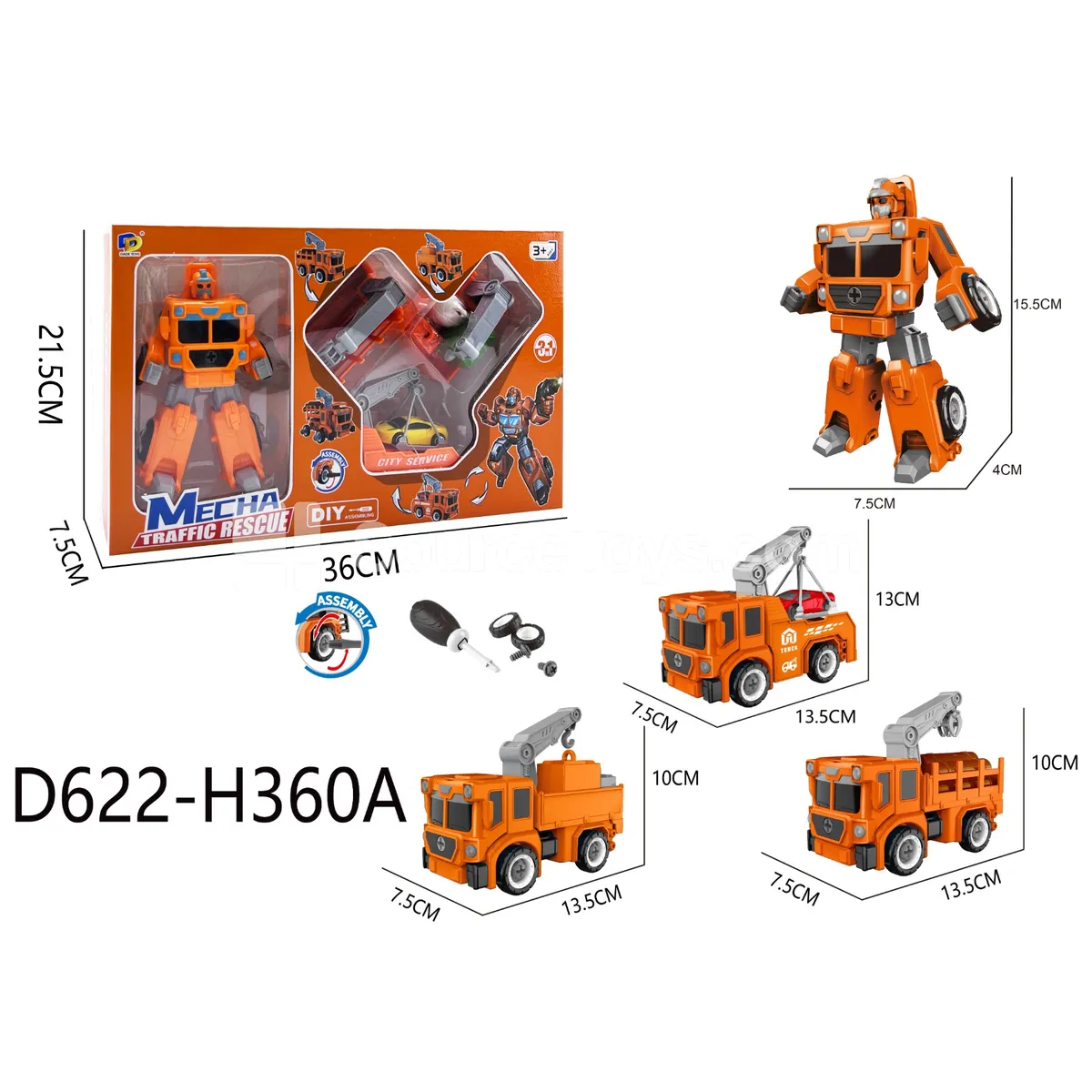DIY Assembly Transforming City Rescue Vehicle (D622-H360A)