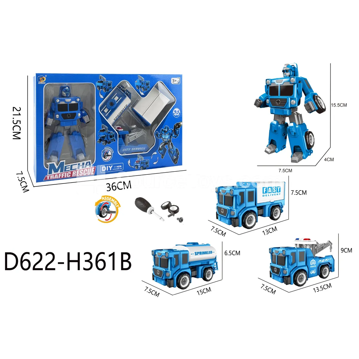 DIY Assembly Transforming City Rescue Vehicle (D622-H361B)