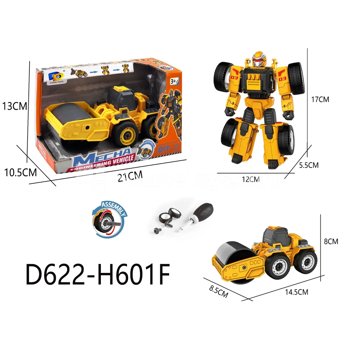 DIY Assembly Transforming Construction Vehicle Model Kit (D622-H601F)