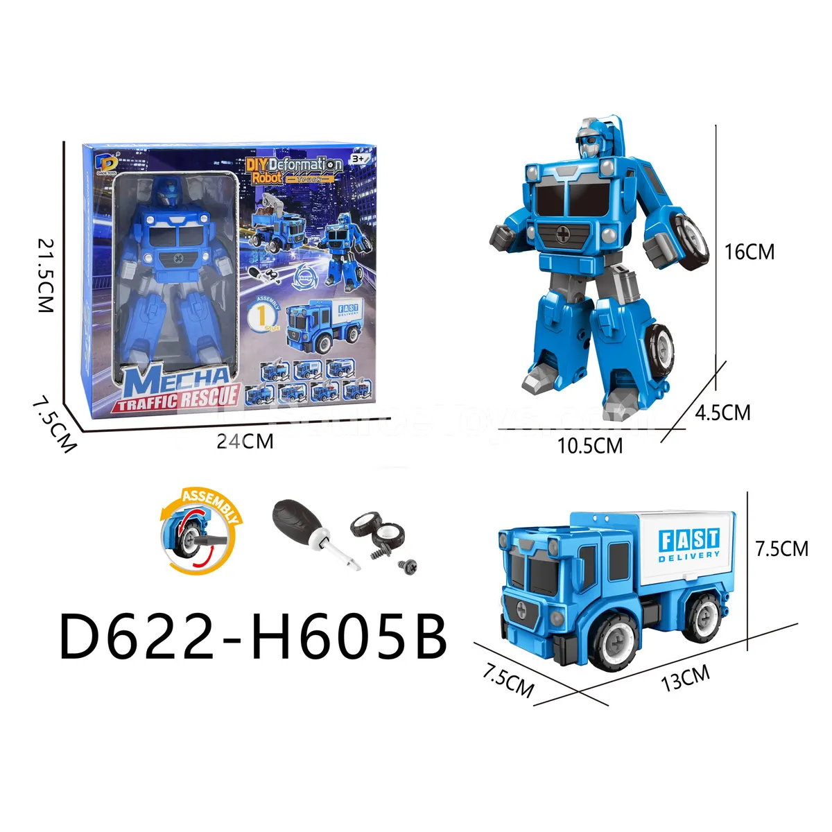 DIY Assembly Transforming City Rescue Vehicle (D622-H605B)