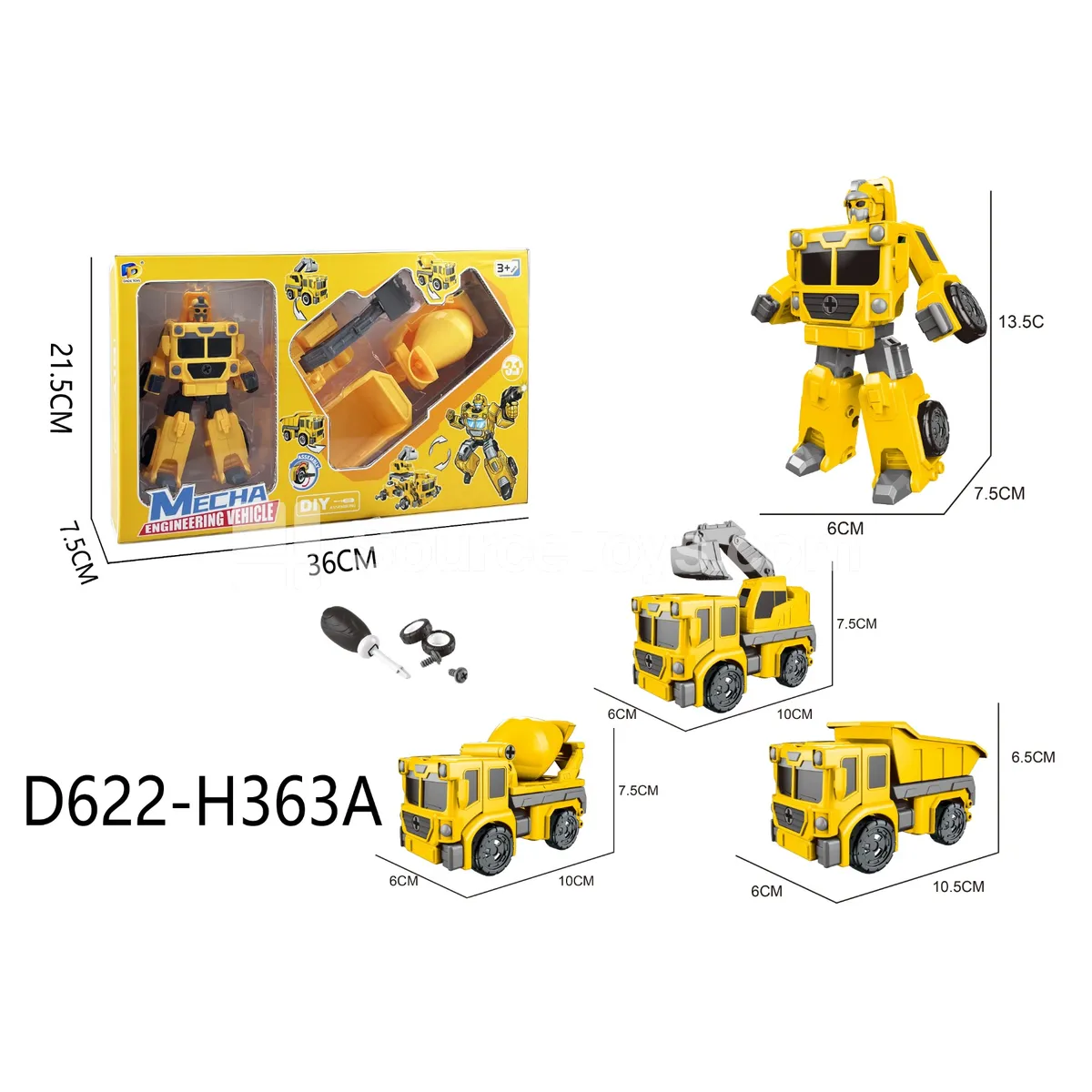 DIY Assembly Transforming Construction Vehicle Model Kit (D622-H363A)