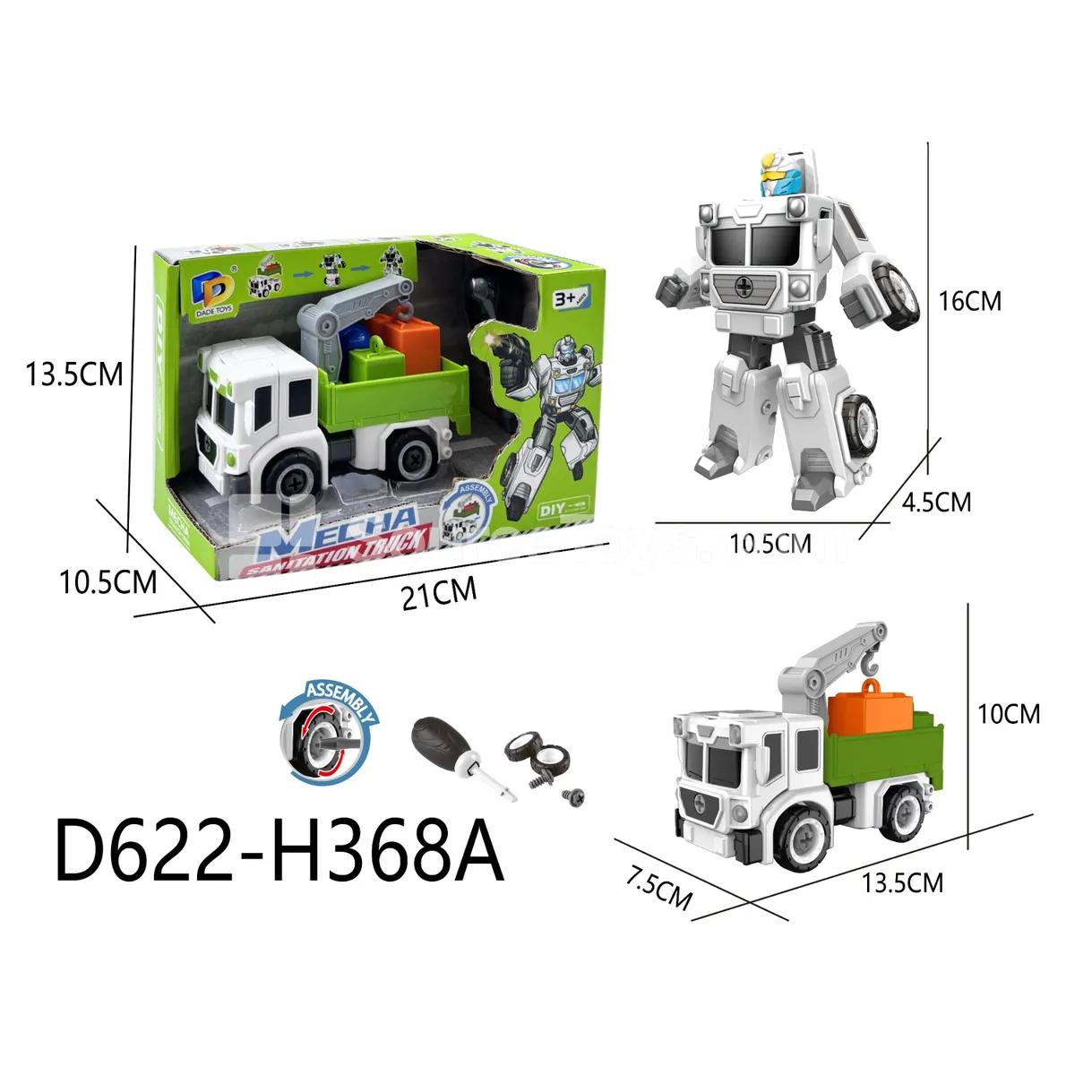 DIY Assembly Transforming Sanitation Vehicle Model Kit (D622-H368A)