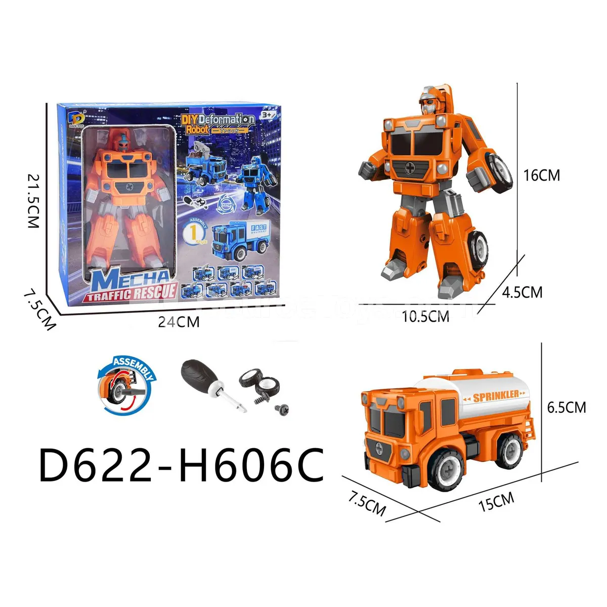 DIY Assembly Transforming City Rescue Vehicle (D622-H606C)