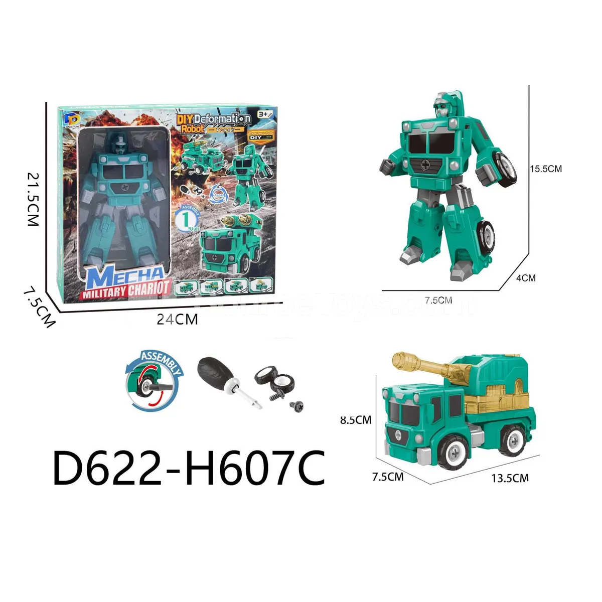 DIY Assembly Transforming Military Vehicle Model Kit (D622-H607C)