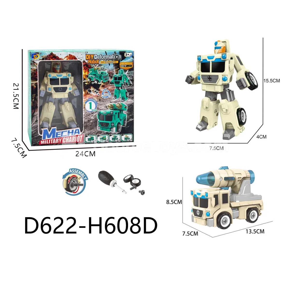 DIY Assembly Transforming Military Vehicle Model Kit (D622-H608D)