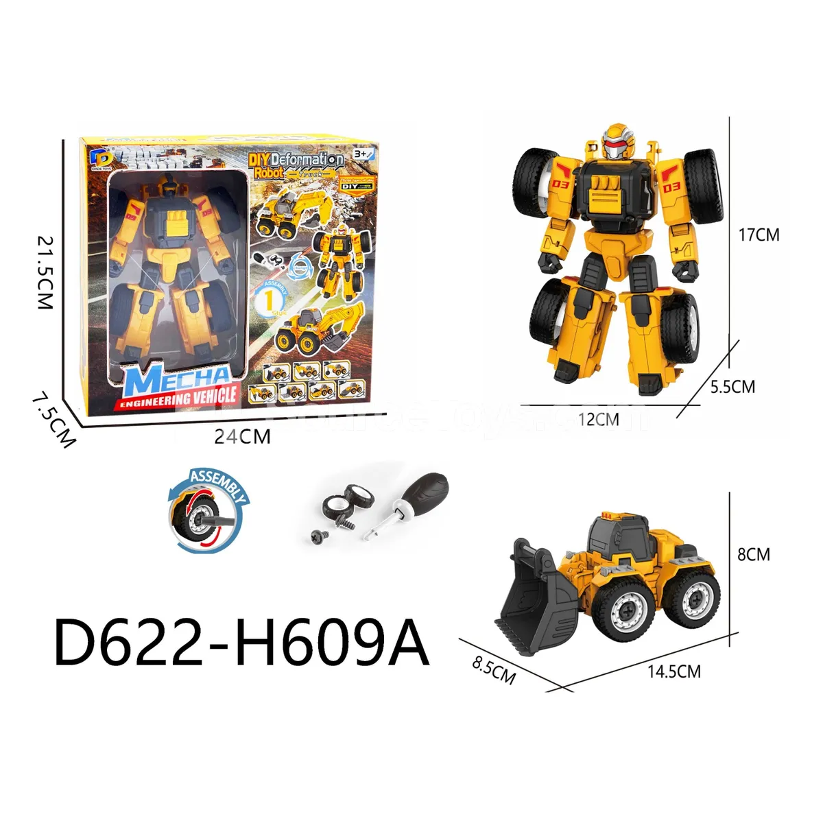 DIY Assembly Transforming Construction Vehicle Model Kit (D622-H609A)
