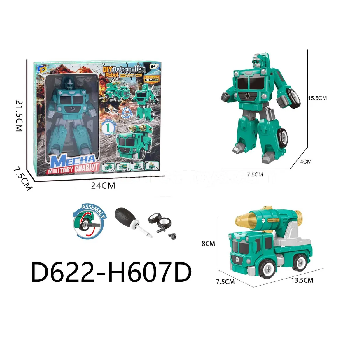 DIY Assembly Transforming Military Vehicle Model Kit (D622-H607D)