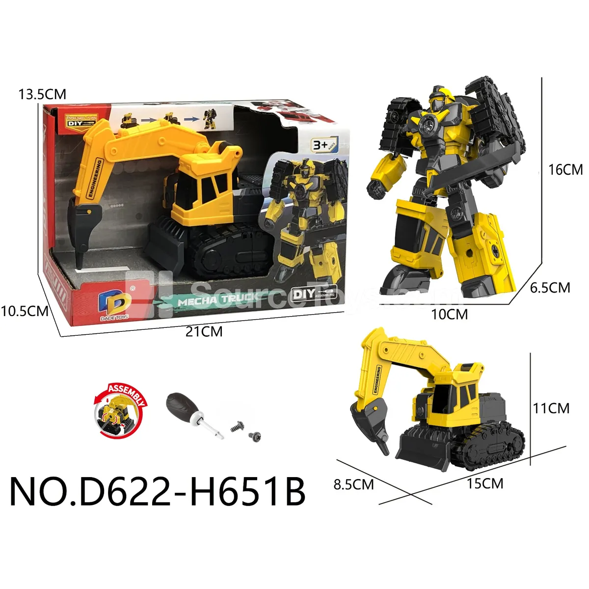 DIY Assembly Transforming Construction Vehicle Model Kit (D622-H651B)