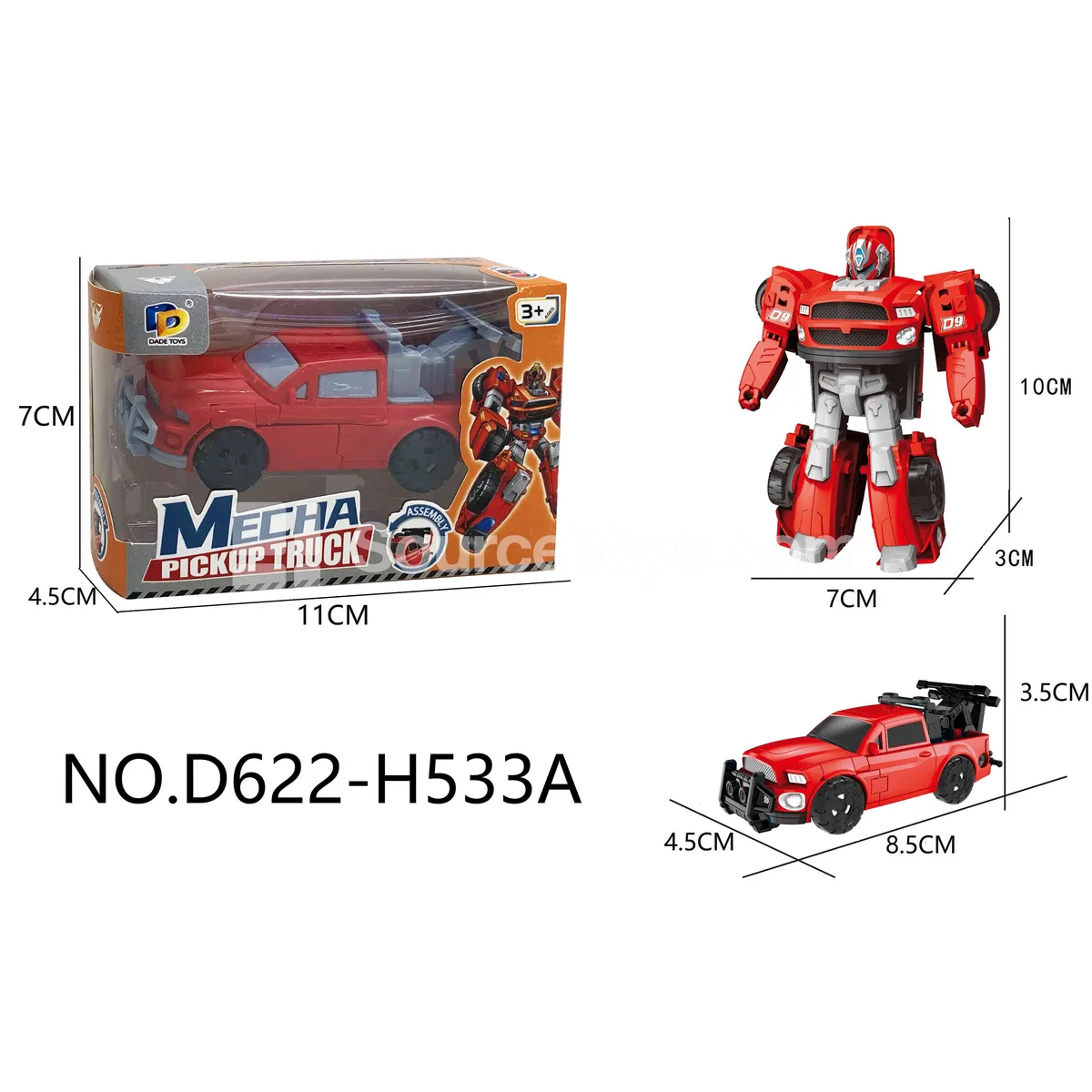 DIY Transforming Pickup Truck Model Kit (D622-H533A)
