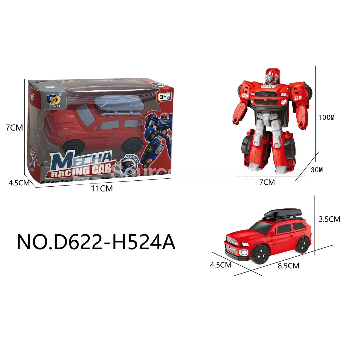 DIY Assembly Transforming Car Model Kit (D622-H524A)