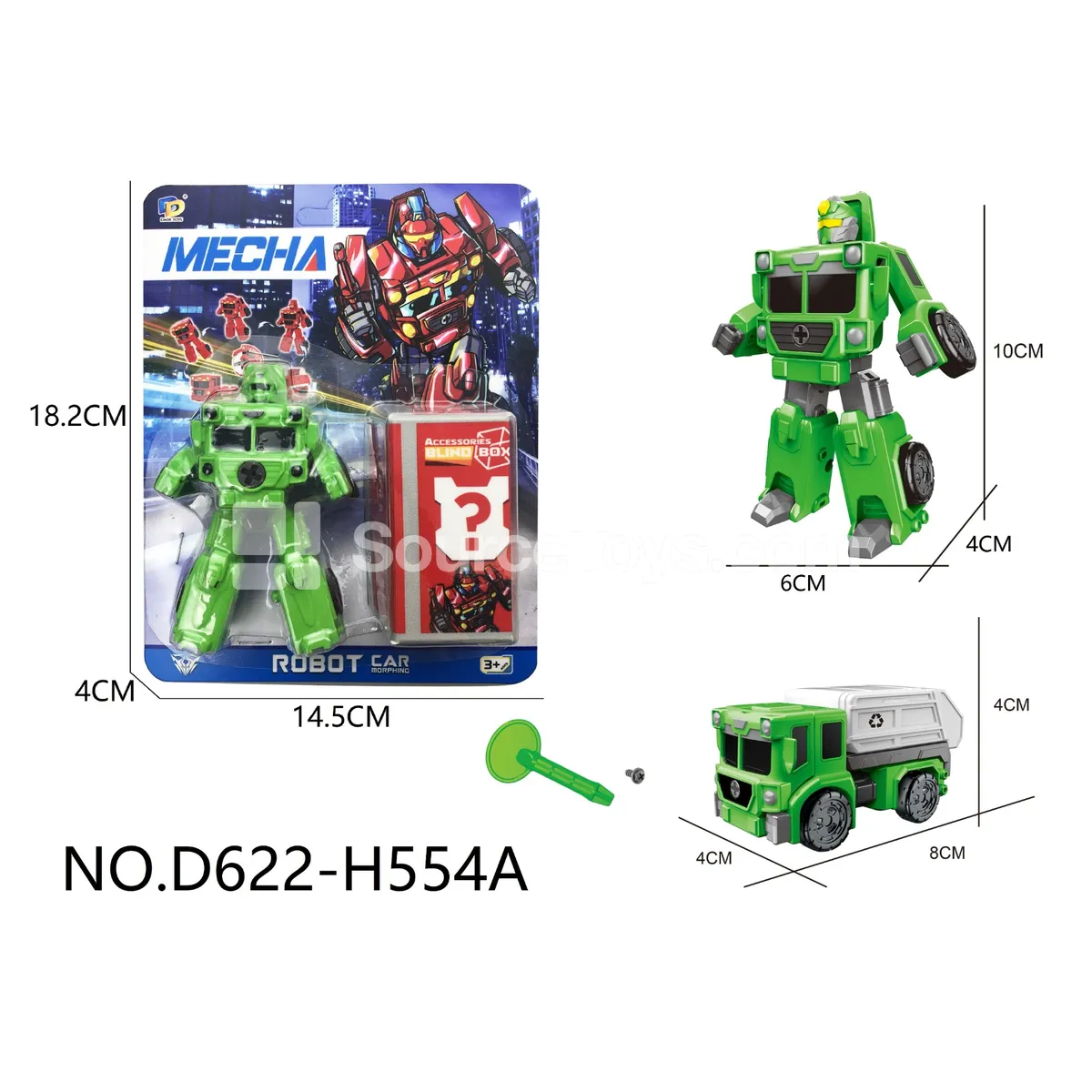 DIY Assembly Transforming Sanitation Vehicle Model Kit (D622-H554A)