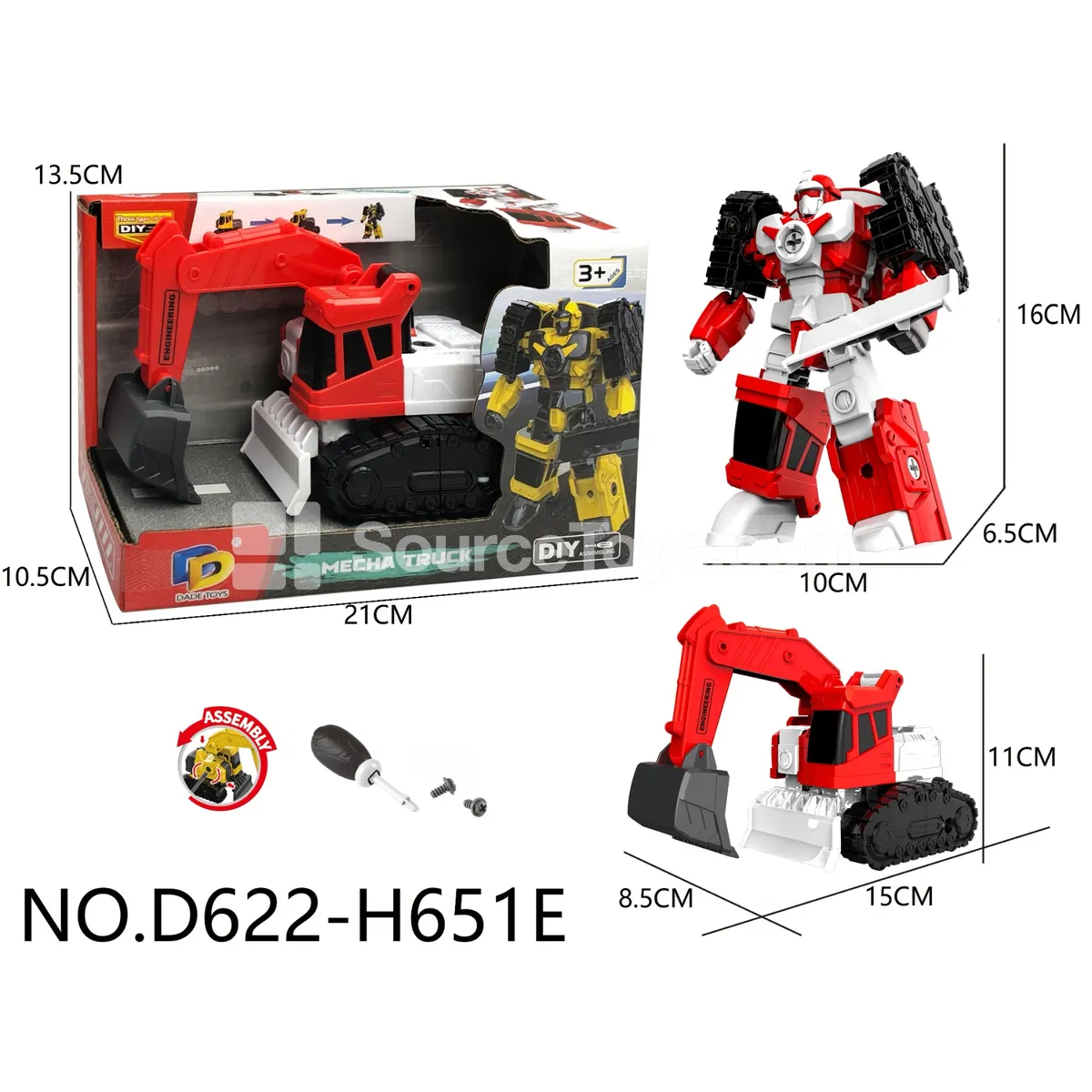 DIY Assembly Transforming Construction Vehicle Model Kit (D622-H651E)