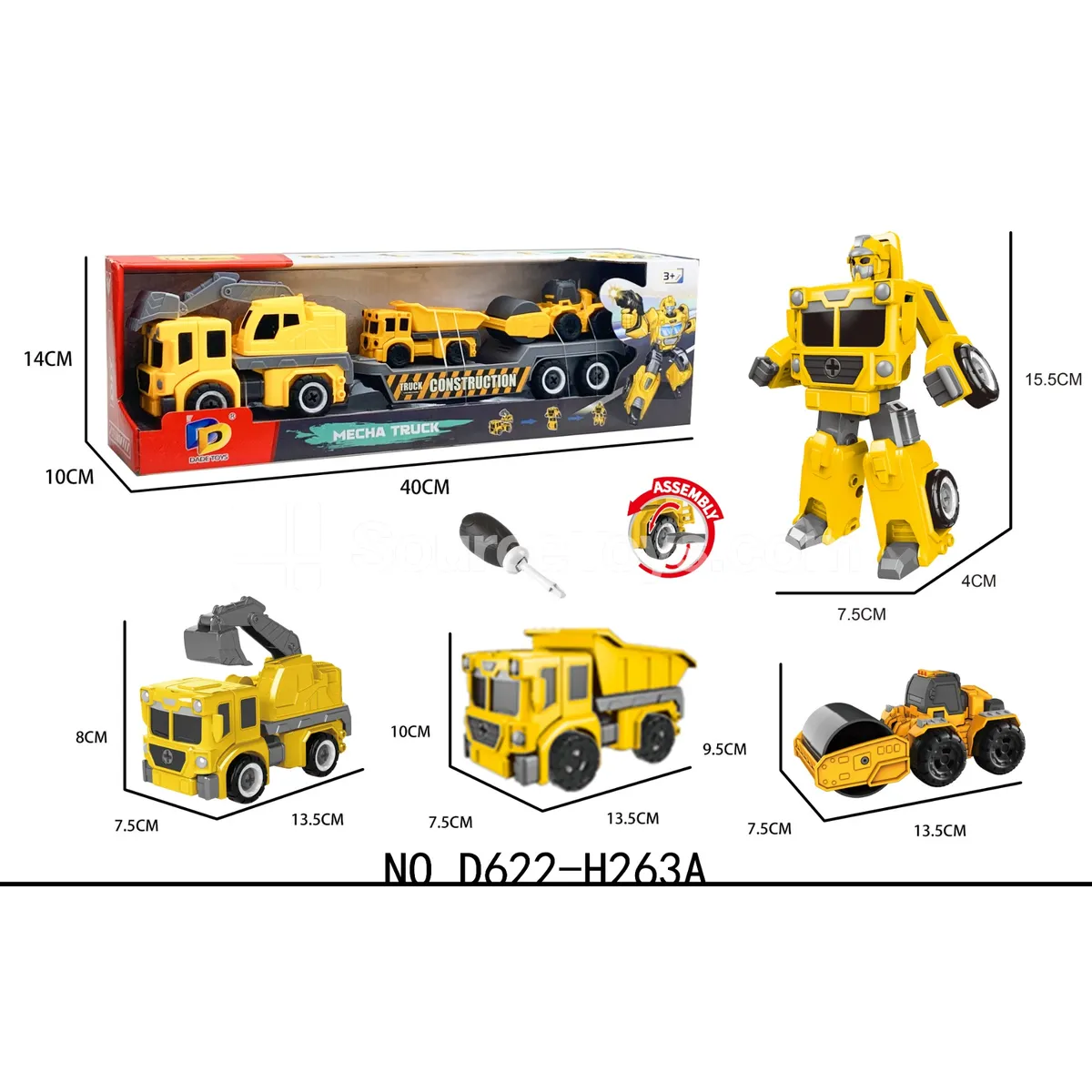 DIY Assembly Transforming Construction Vehicle Model Kit (D622-H263A)