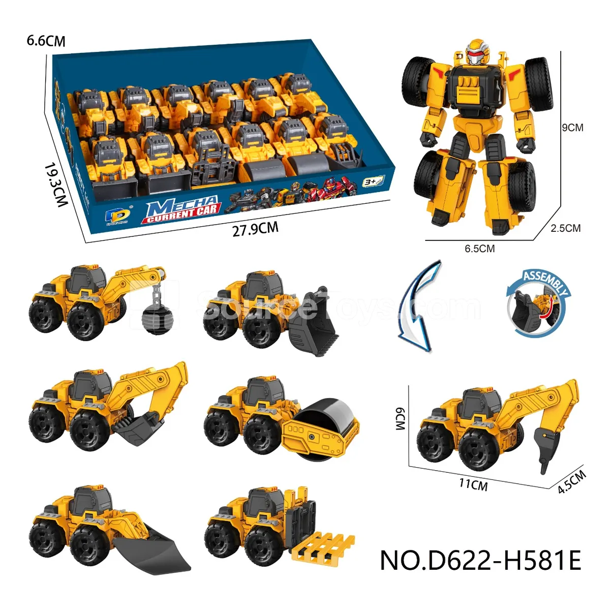 DIY Assembly Transforming Construction Vehicle Model Kit (D622-H581E)