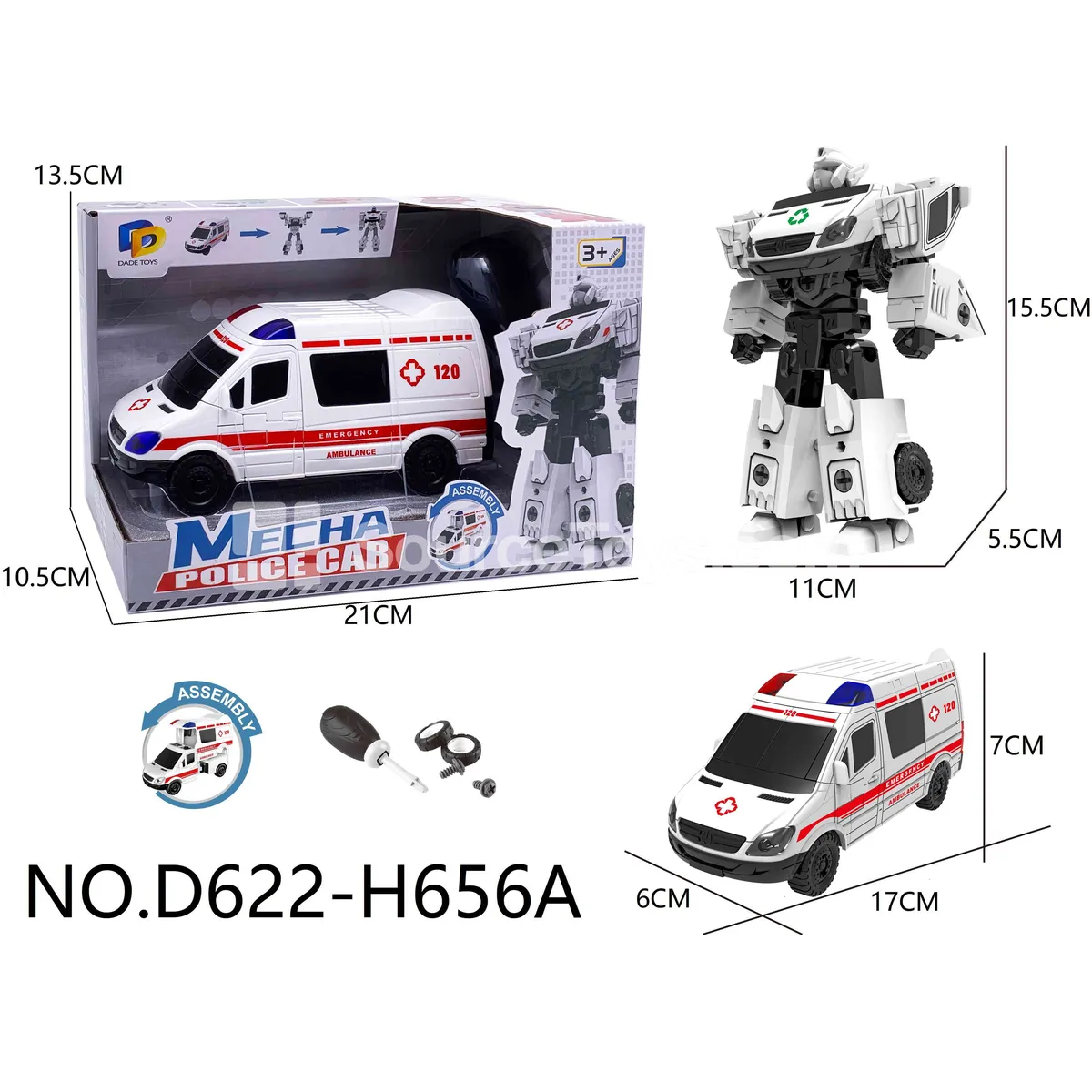 DIY Assembly Transforming Sanitation Vehicle Model Kit (D622-H656A)
